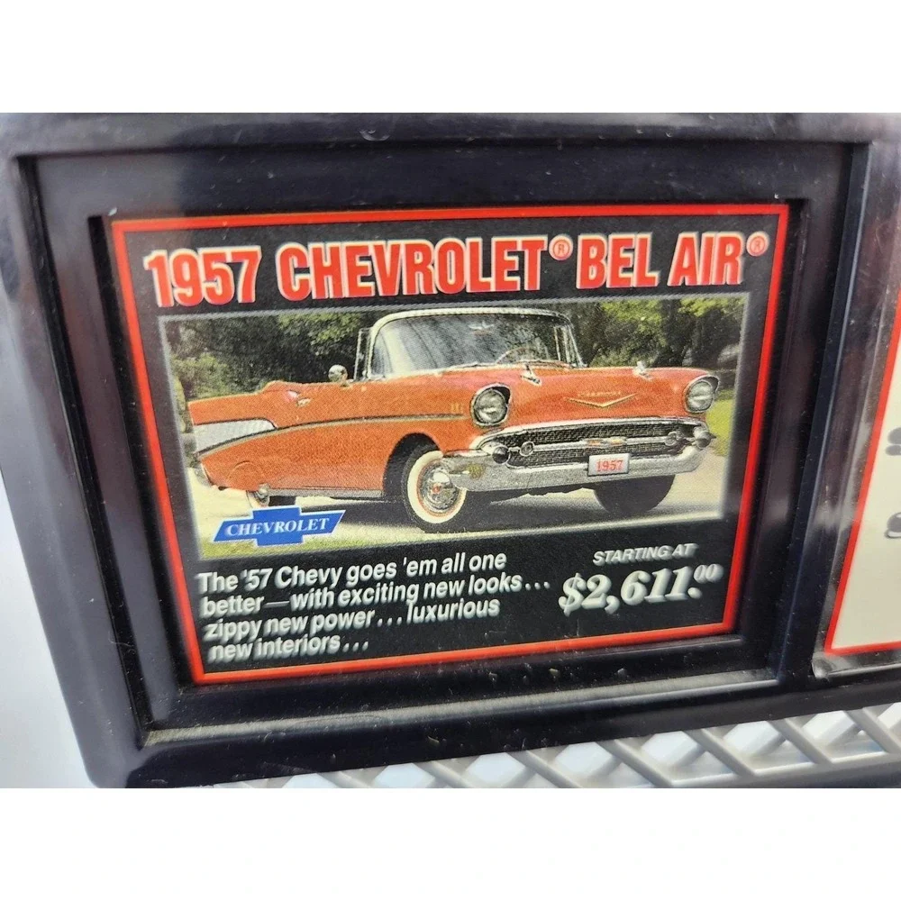 Vintage 1957 Chevrolet Bel Air Desk Clock Dealership Car Advertisement Display